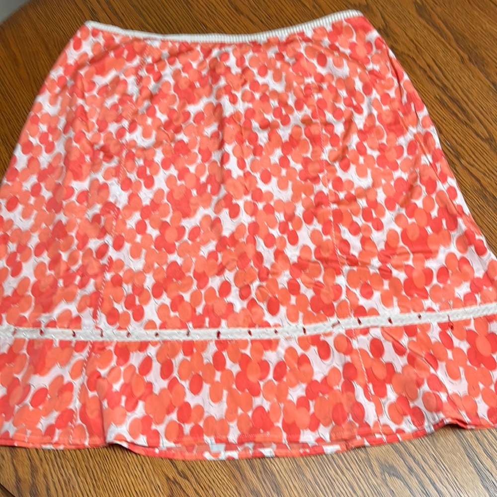 Sigrid Olsen‎ Coral and White Printed Midi Skirt